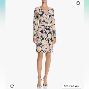 French Connection Women's Enoshima Jersey Long Sleeve Floral Printed Dress 10